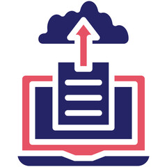 Sticker - Upload File on Cloud vector icon illustration of Work from Home iconset.