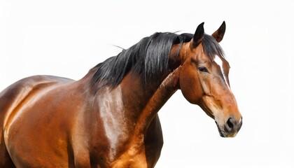 Wall Mural - brown horse isolated on white