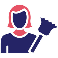 Sticker - Woman Dusting vector icon illustration of Housekeeping iconset.