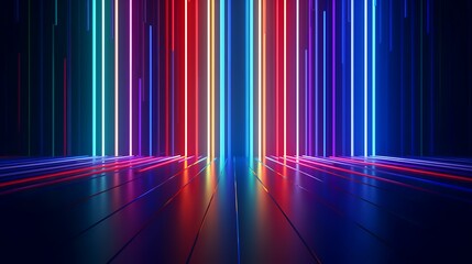 Sticker - 3D Rendering  abstract neon background with colorful