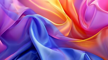 Poster - Abstract background with colorful silk waves