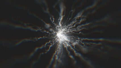 Poster - Shockwave Particles Opener Background Fx/ 4k animation of an abstract explosion background intro with shockwave stardust fractal particles