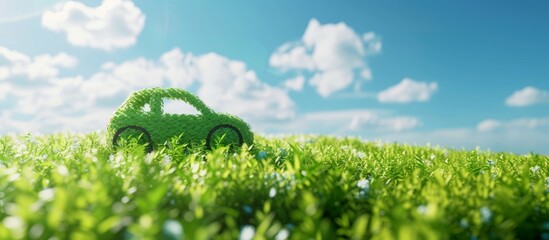 Poster - Tranquil Green Grass Field with Serene Small Plant in Nature Environment