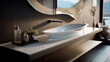 Bathroom interior detail with elegant trendy ultra modern design sink