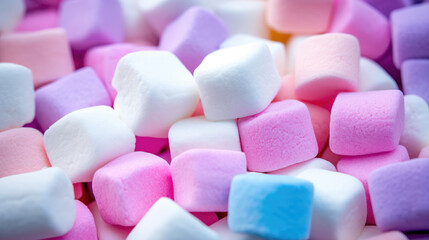 Wall Mural - Colored Marshmallows. Close-up of bright and fluffy marshmallows