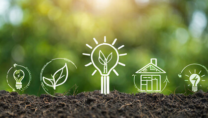 Wall Mural - green plant setting with the words green energy