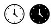 Clock Line Icon Set. Time Hour Wall Symbol in Black and Blue Color.