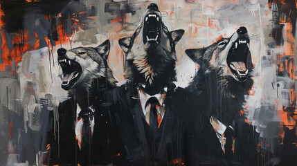 Wall Mural - lobos políticos