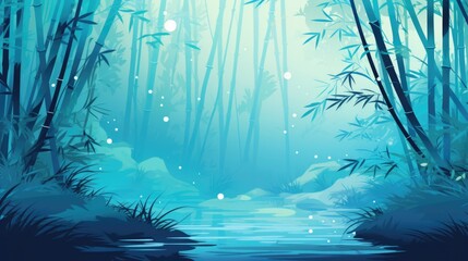 Poster - Background with bamboo forest in Aqua color