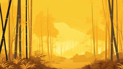 Poster - Background with bamboo forest in Lemon Yellow color.