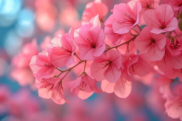 pink bougainvillea flowers, spring banner