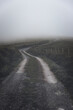 Serene mountain road with misty fog, tall grass, and a dreamy atmosphere. Perfect for travel and outdoor themes, Ireland