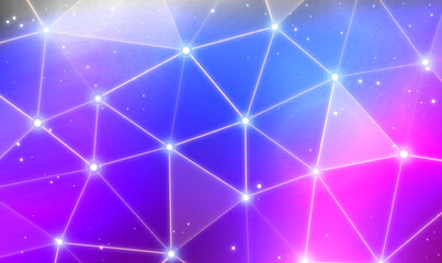 Poster - Science network polygonal background with dots and lines. Digital technology, Big data, Ai. Molecules or DNA strand, genetic, neural network, innovation technology, scientific research. Vector EPS10.