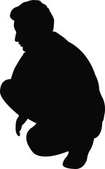 Canvas Print - a man sitting body silhouette vector