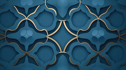 Wall Mural - Background with quatrefoils in Blue color.