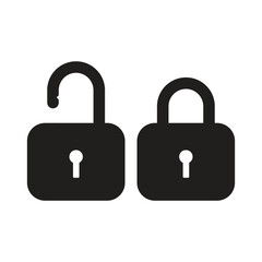 Poster - Black padlock flat icon, Black lock icon, on the white background,  lock and unlock position with the key, Vector Design