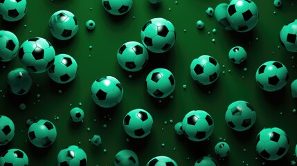 Wall Mural - Background with soccer balls in Green color