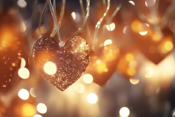 Poster - A close-up view of a heart hanging from a string. This versatile image can be used to symbolize love, romance, relationships, or even as a decorative element