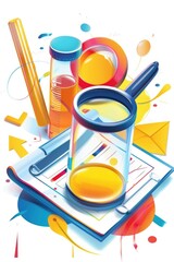 Poster - A tablet with a magnifying glass placed on top. Perfect for illustrating technology, research, and digital accessibility concepts