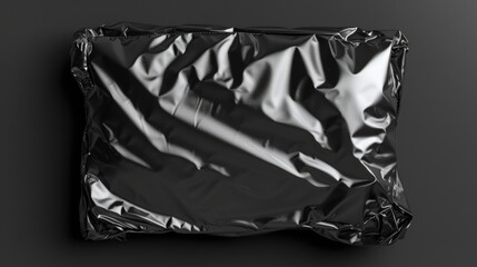 Aufkleber - A black and white photo of a foil bag. Suitable for packaging or product design.