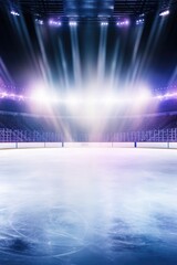 Aufkleber - An empty ice rink with spotlights in the background. Perfect for sports events or winter-themed designs