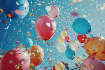 Aufkleber - Colorful balloons floating in the air, perfect for celebrations and joyous occasions. Ideal for party invitations or festive decorations