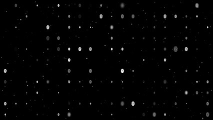Poster - Template animation of evenly spaced smart watch symbols of different sizes and opacity. Animation of transparency and size. Seamless looped 4k animation on black background with stars