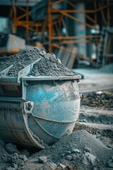 Poster - A pile of cement sitting on top of a pile of dirt. Versatile image for construction projects and building materials