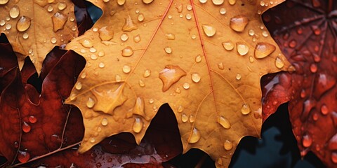 Poster - A detailed view of a leaf with sparkling water droplets. Perfect for nature-inspired designs and refreshing concepts