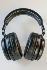 Aufkleber - Headphones placed on a table, ready for use. Suitable for music, podcasting, or audio-related content