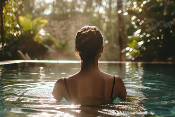 Canvas Print - woman relaxing in the spa pool