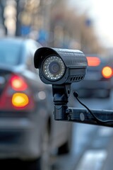 Poster - A camera mounted on the side of a car. Suitable for monitoring and recording the surrounding environment while driving