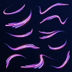 Poster - The effect of express lanes from a fast car on the freeway. Fire light circles trails of sparkling glitter.	