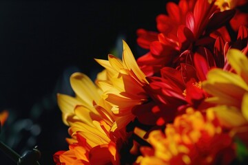 Canvas Print - A close-up view of a bunch of flowers, perfect for adding a touch of beauty and nature to any project