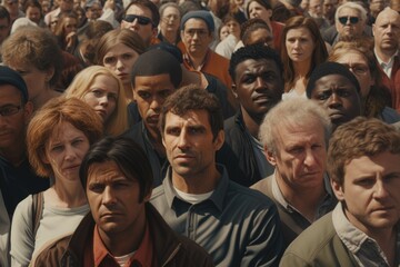 Poster - A picture of a large group of people standing in front of a crowd. Suitable for various event or crowd-related themes
