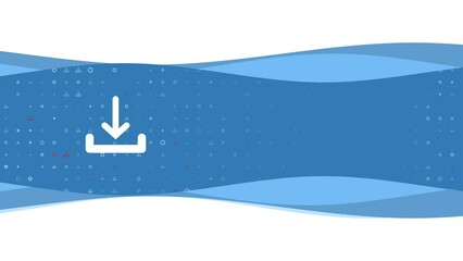 Poster - Animation of blue banner waves movement with white download symbol on the left. On the background there are small white shapes. Seamless looped 4k animation on chroma key background