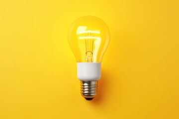 Poster - A yellow light bulb on a yellow background. Can be used to represent creativity, innovation, and bright ideas