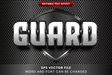 Wall Mural - Guard metallic 3d editable vector text effect. Game text style