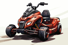 A Red Go Kart On A Road Vector Illustrations Art.