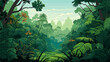 Rainforest canopy with lush vegetation  illustrating the vibrant biodiversity of tropical ecosystems. simple Vector Illustration art simple minimalist illustration creative