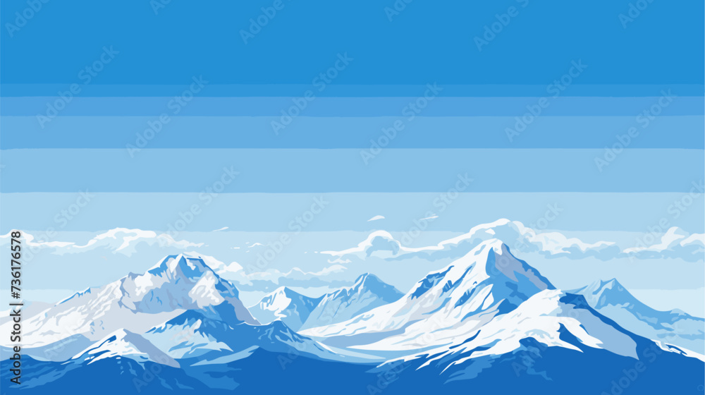 Snow-capped mountain peaks against a clear sky illustrating the ...