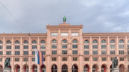 Canvas Print - Building of the district government of Upper Bavaria or Regierung von Oberbayern timelapse. Munich, Germany