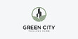 Creative green building logo design with modern style| green city logo| premium vector