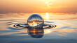 Realistic water ripple sunshine effect background,,
Glass ball fall into the water with many splash around. Graphic decoration background.