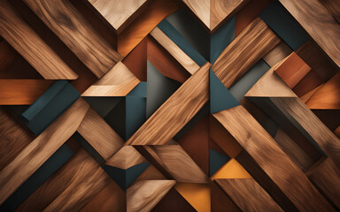 modern abstract background geometric shapes with the organic textures of wood in a rich, earthy colo