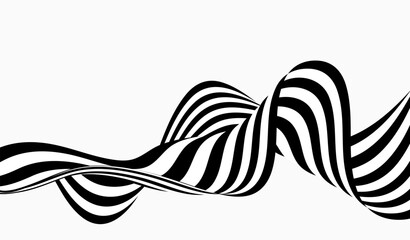 Abstract wave background, black and white wavy stripes or lines design.