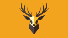 Flat Vector Logo Of Animal Deer.