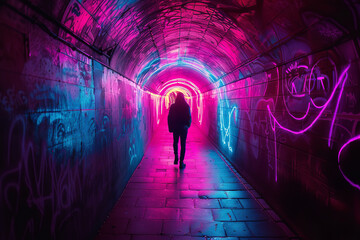 Wall Mural - tunnel with fluorescent light