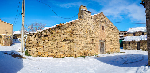 Wall Mural - Stone aged antique house in an European rural village