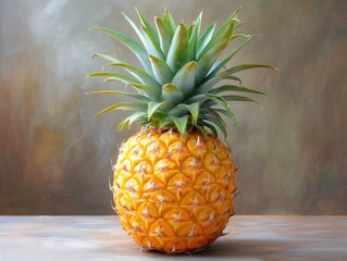 Poster - one ripe pineapple closeup